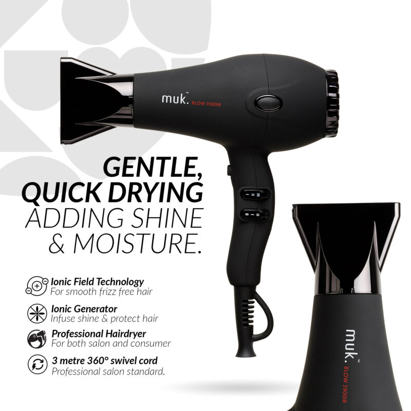 muk Blow 3900IR Dryer Matte Black - Image 3